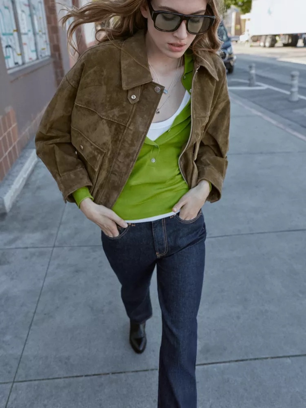 Zara 100% Suede Bomber Jacket - Picture 3 of 10